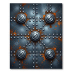 Industrial Rusty Metal Riveted Bolt Floor Rug