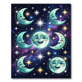 Whimsical Teal Moon And Stars Rug