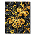 Liquid Gold Abstract Ink Swirl Rug