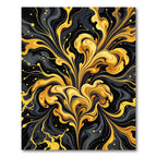 Liquid Gold Abstract Ink Swirl Rug