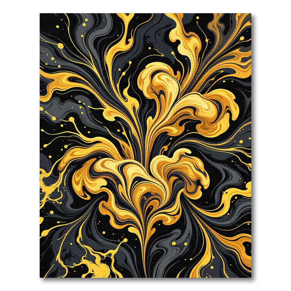 Liquid Gold Abstract Ink Swirl Rug