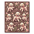 Whimsical Poodle Floral Cocoa Garden Rug