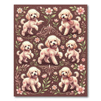 Whimsical Poodle Floral Cocoa Garden Rug