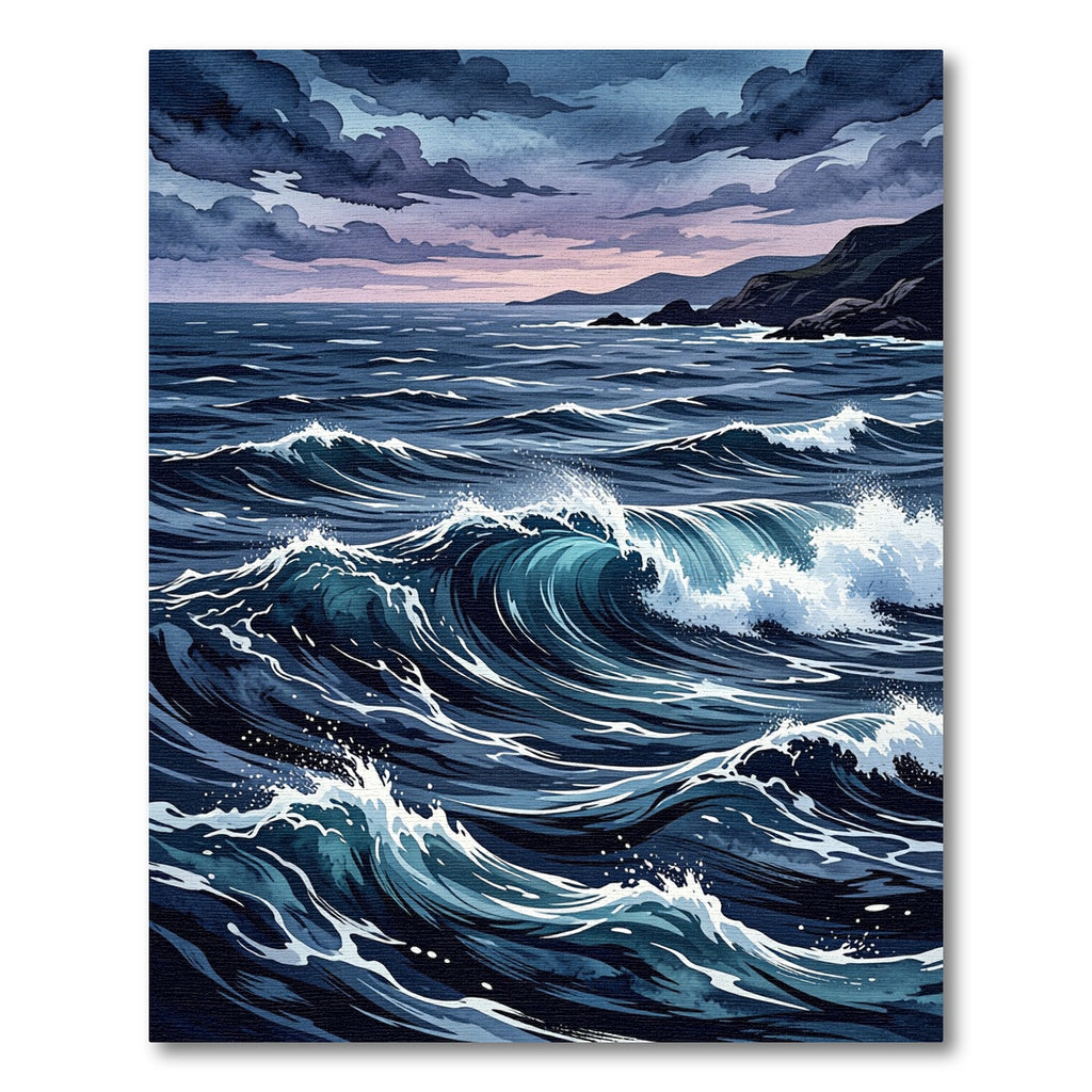 Deep Blue Crashing Ocean Wave Rug