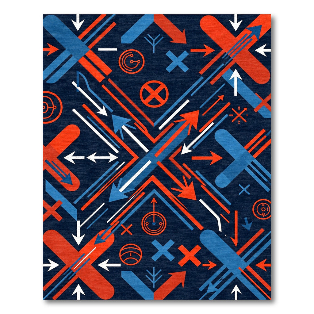 Geometric Red and Blue Abstract Arrows Rug