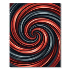 Modern Crimson and Charcoal Swirling Vortex Rug