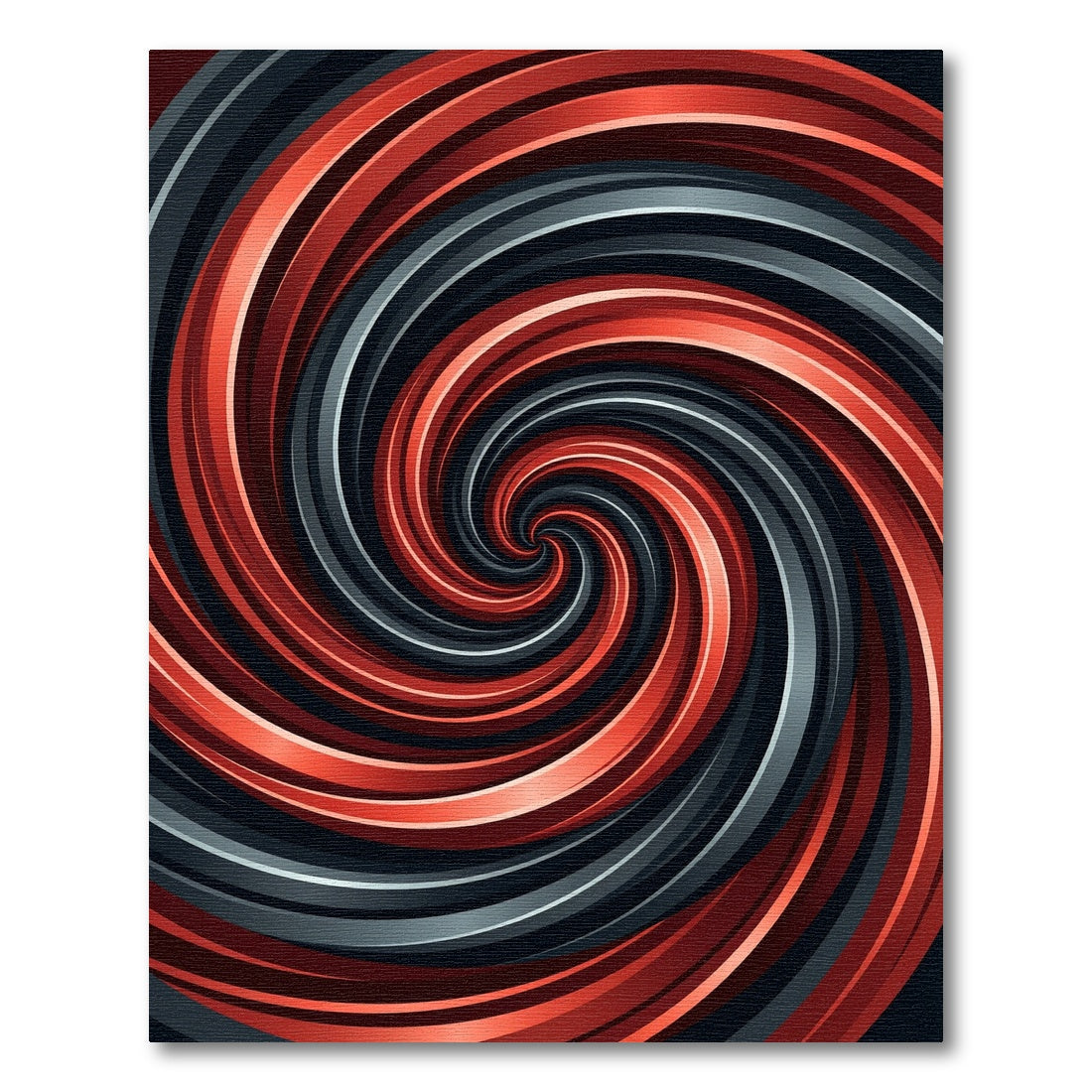Modern Crimson and Charcoal Swirling Vortex Rug