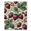 Vintage Strawberry Botanical Garden Illustration Rug