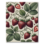 Vintage Strawberry Botanical Garden Illustration Rug