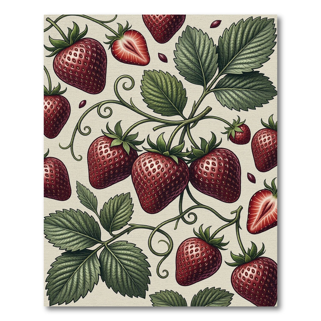 Vintage Strawberry Botanical Garden Illustration Rug