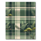 Forest Green Plaid Fern Branches Rug