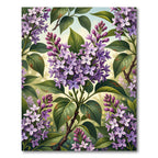 Purple Lilac Blossom Botanical Illustration Rug