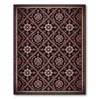 Dark Burgundy Floral Geometric Vine Rug