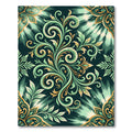 Ornate Teal Gold Floral Swirl Rug