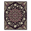 Elegant Midnight Burgundy Floral Medallion Rug