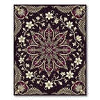 Elegant Midnight Burgundy Floral Medallion Rug