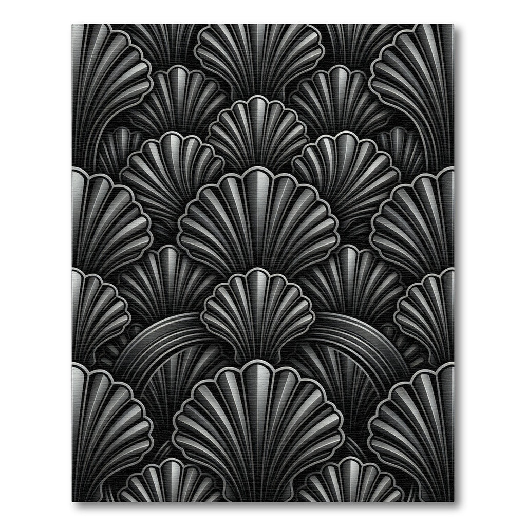 Sophisticated Art Deco Monochrome Shell Rug