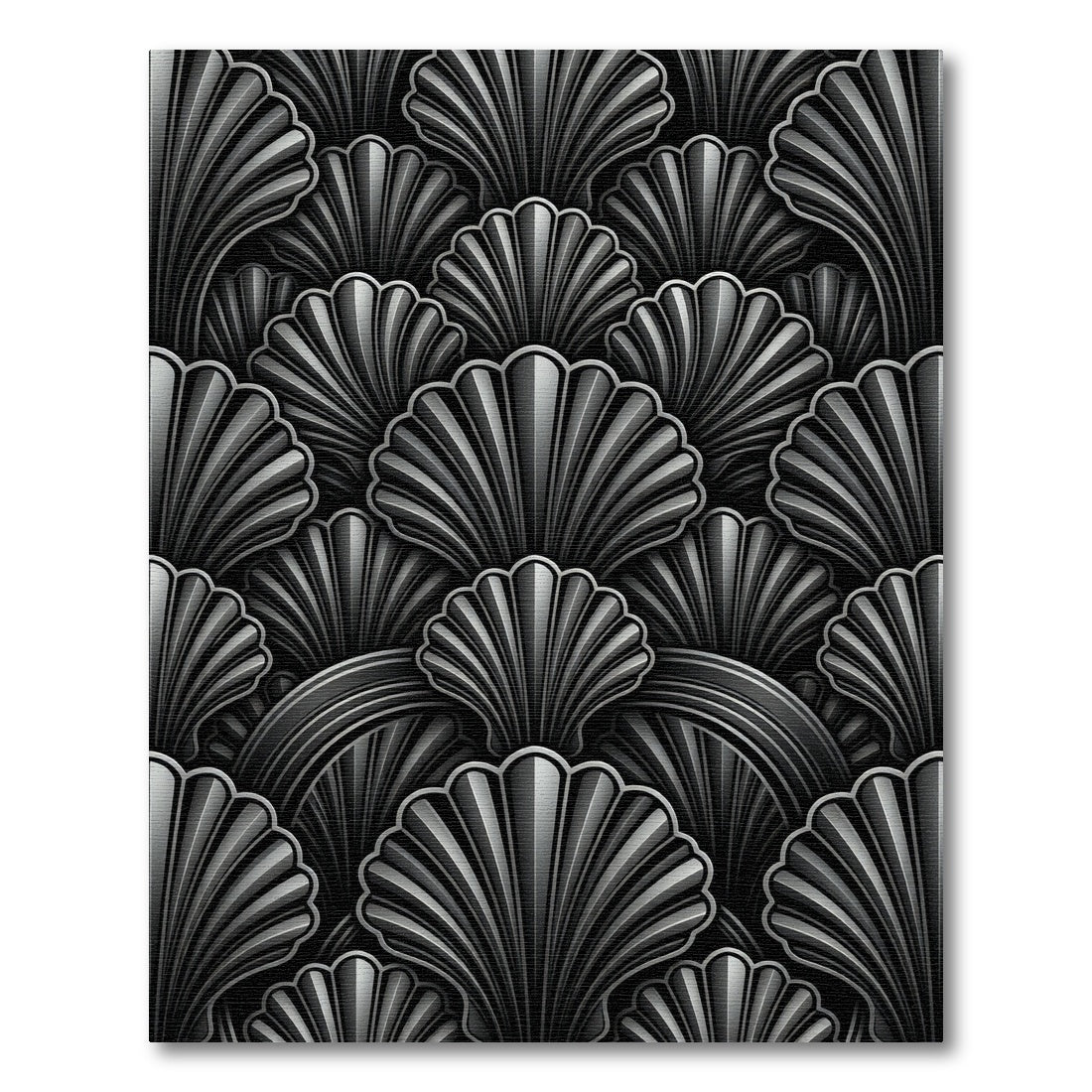Sophisticated Art Deco Monochrome Shell Rug
