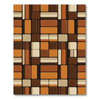 Mid-Century Earth Tone Block Grid Rug