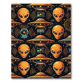 Orange Alien Ufo Retro Space Graphic Rug