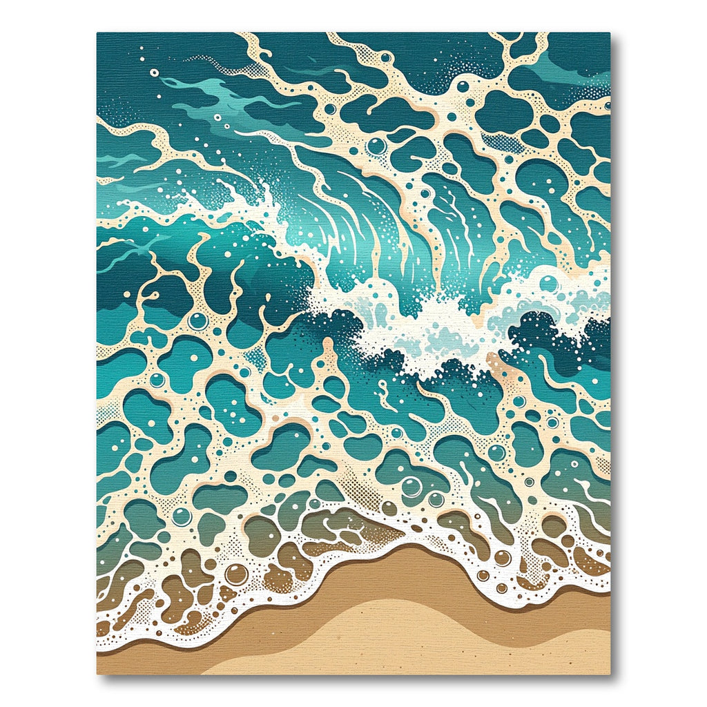Abstract Teal Ocean Wave Foam Rug