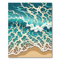 Abstract Teal Ocean Wave Foam Rug