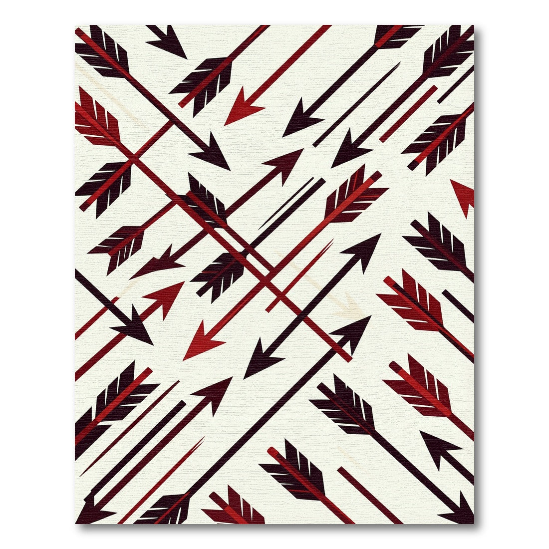 Geometric Crimson Arrow Composition Rug