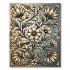 Vintage Floral Swirl Mushroom Motif Rug