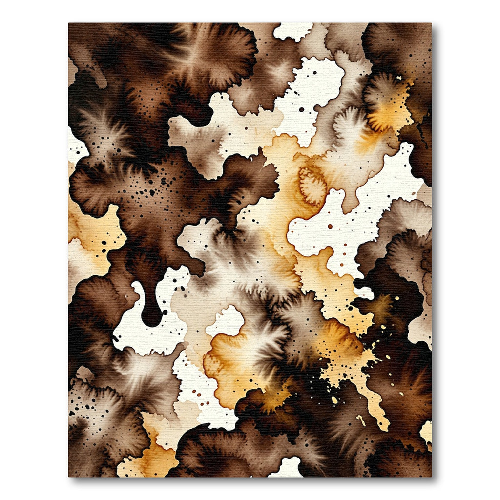 Earthy Brown Cream Splatter Abstract Rug