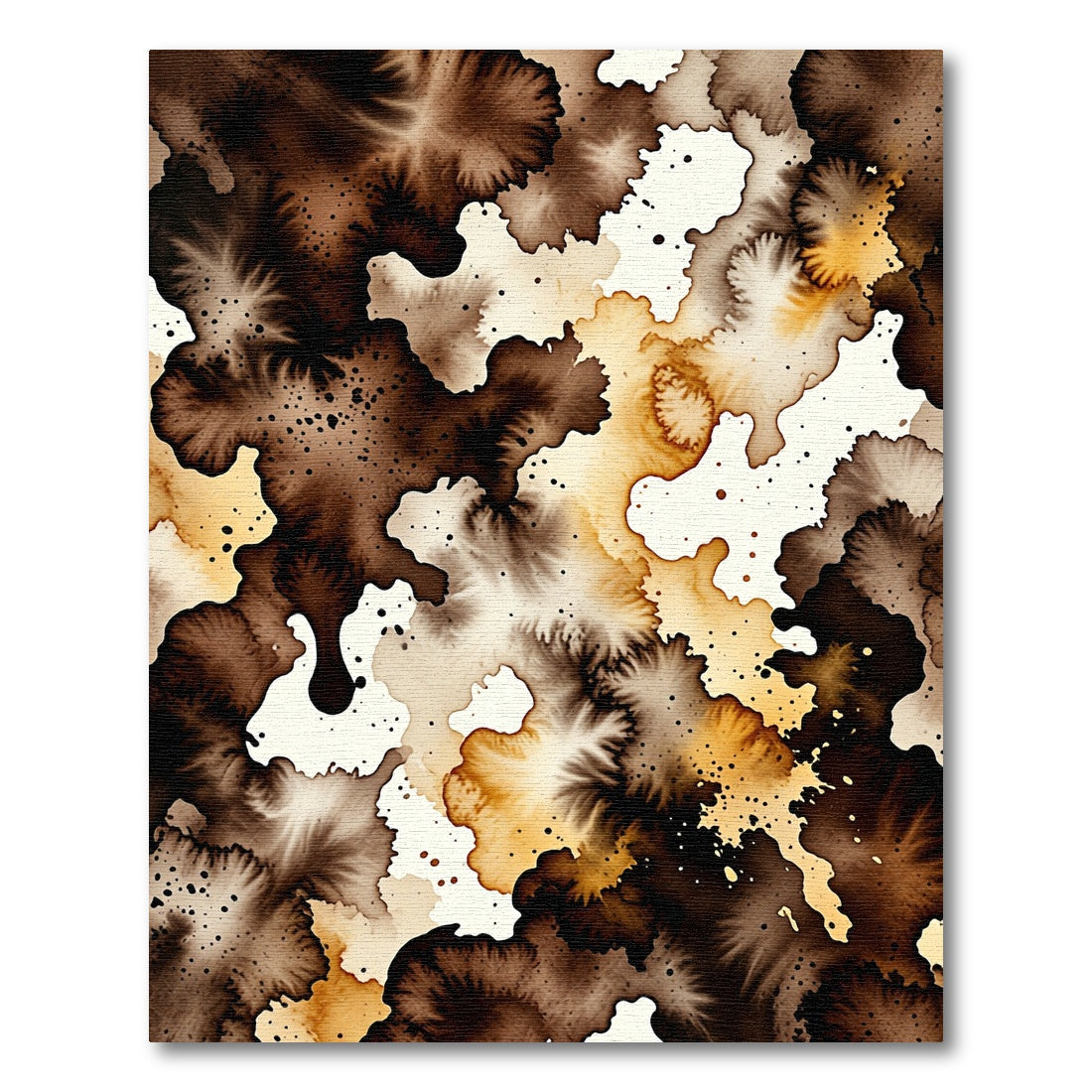 Earthy Brown Cream Splatter Abstract Rug