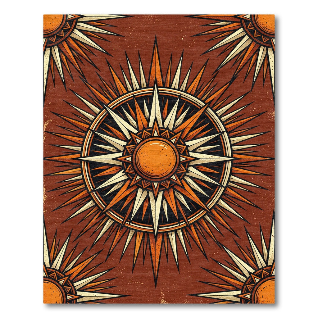 Earthy Terracotta Celestial Sunburst Radiance Rug