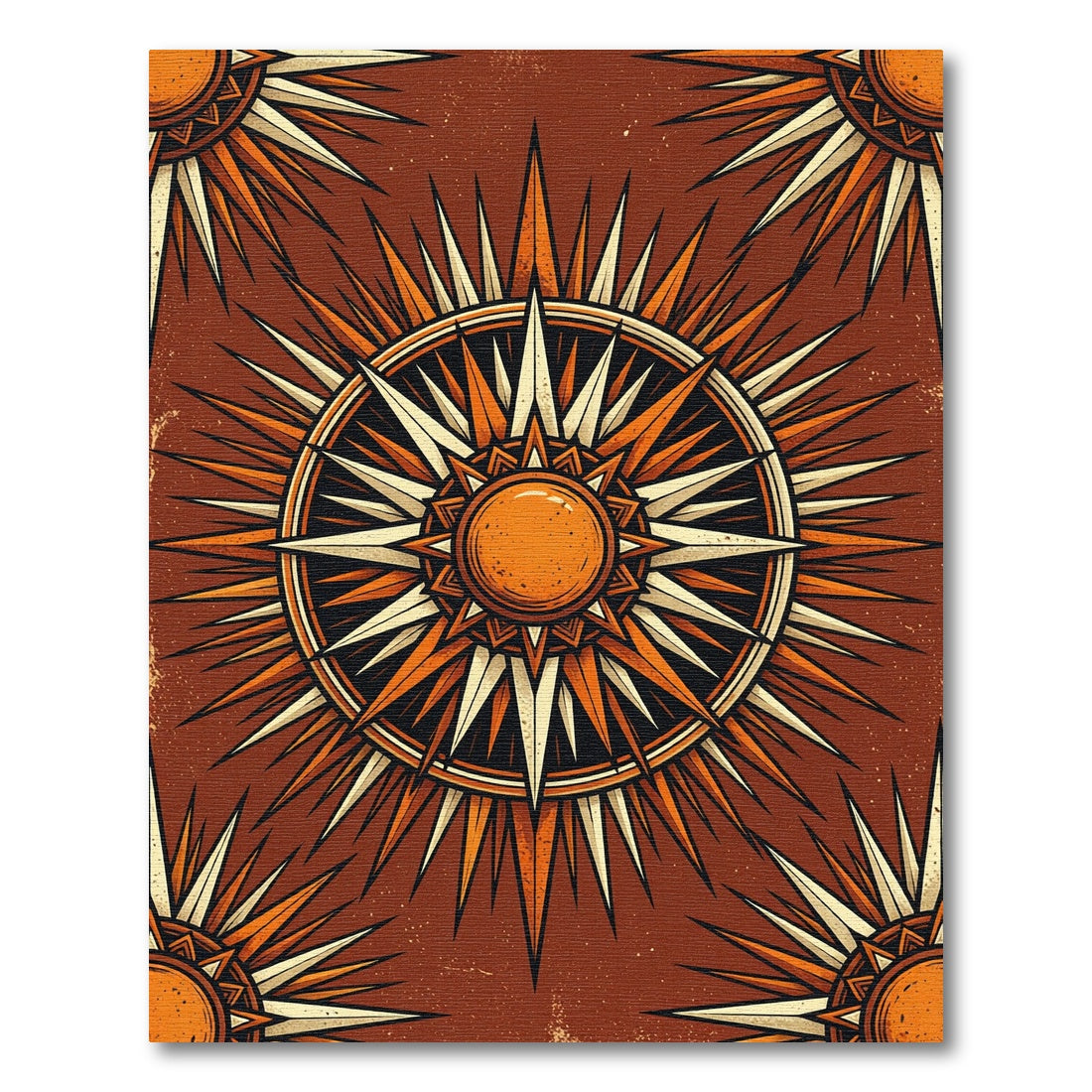 Earthy Terracotta Celestial Sunburst Radiance Rug