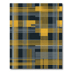 Golden Yellow Gray Plaid Intersecting Lines Rug