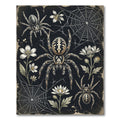 Gothic Spider and White Flower Illustration Rug
