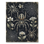 Gothic Spider and White Flower Illustration Rug