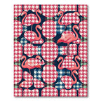 Pink Flamingo Houndstooth Geometric Art Rug
