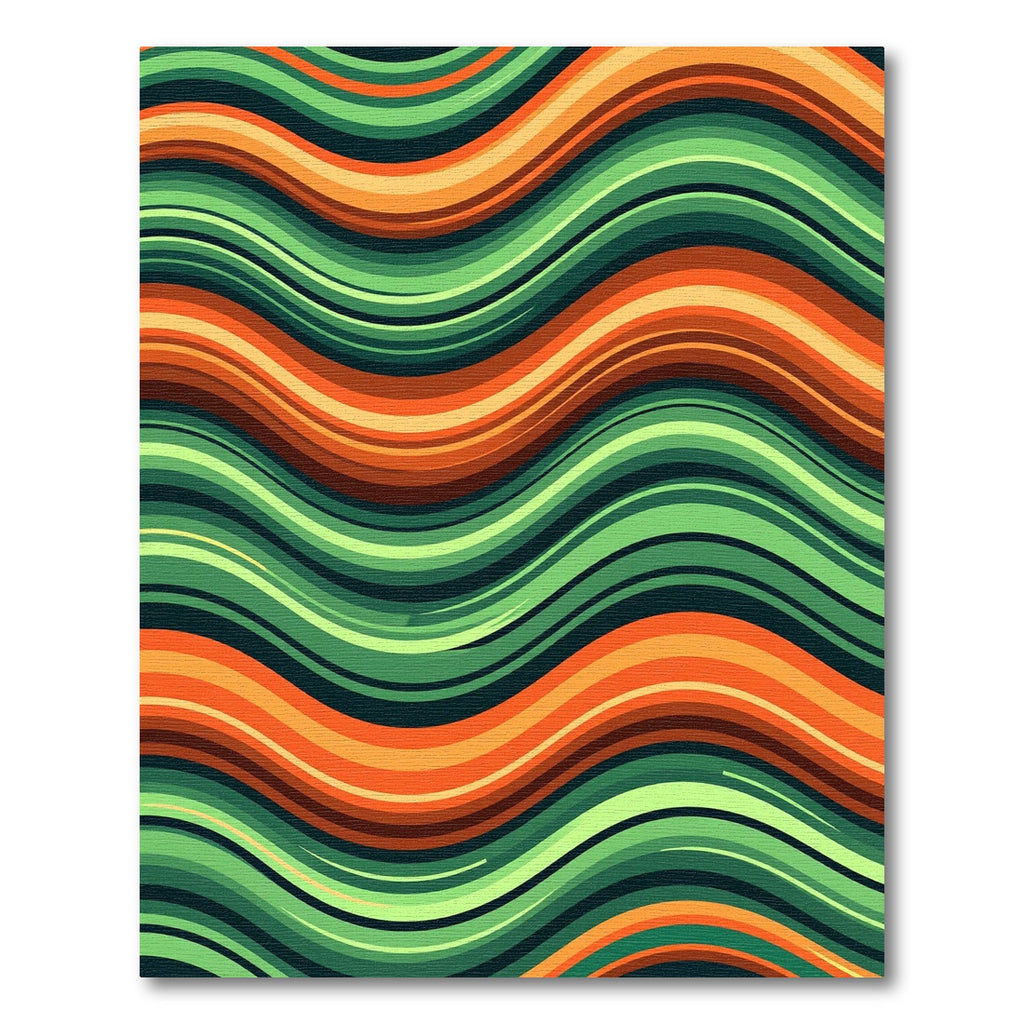 Earthy Green and Orange Wavy Stripe Rug
