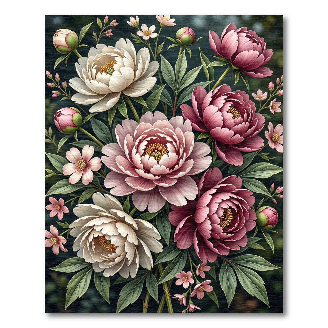 Pink White Peony Bouquet Garden Rug