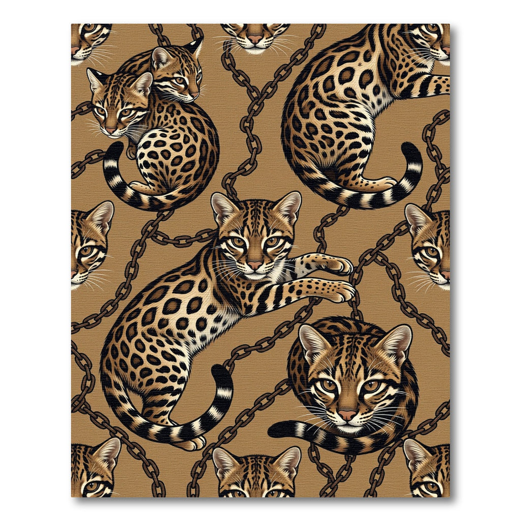 Ocelot Lynx Gold Chain Jungle Rug