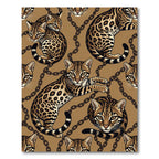 Ocelot Lynx Gold Chain Jungle Rug