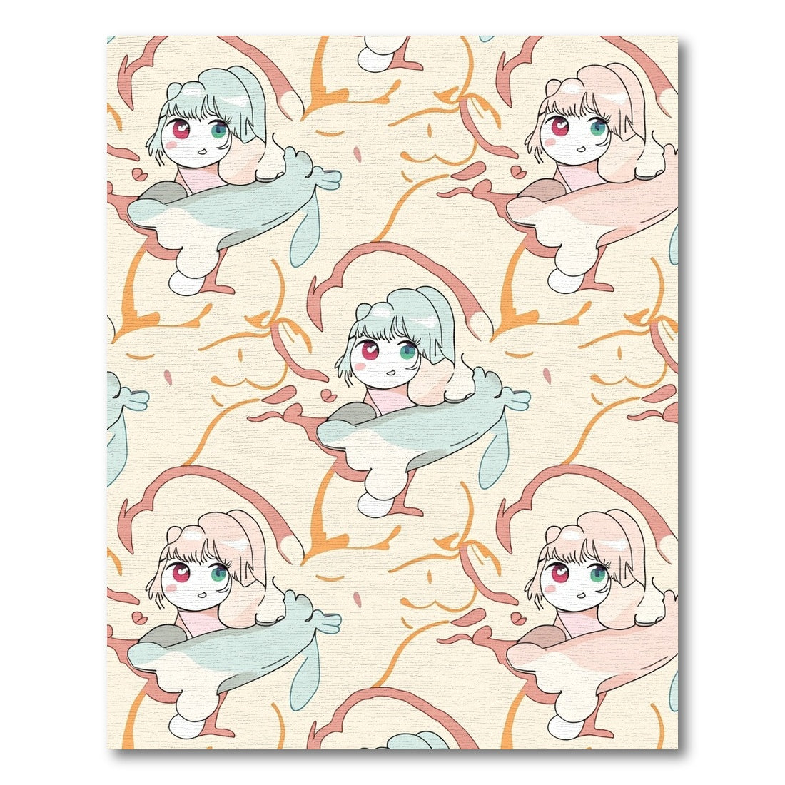 Whimsical Pastel Kawaii Character Illustration Rug