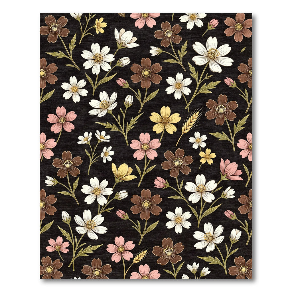 Brown Pink White Yellow Floral Scatter Rug