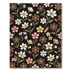 Brown Pink White Yellow Floral Scatter Rug