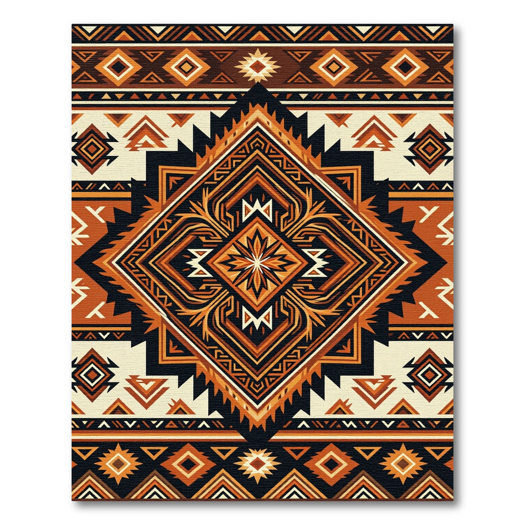 Terra Cotta Geometric Aztec Diamond Rug