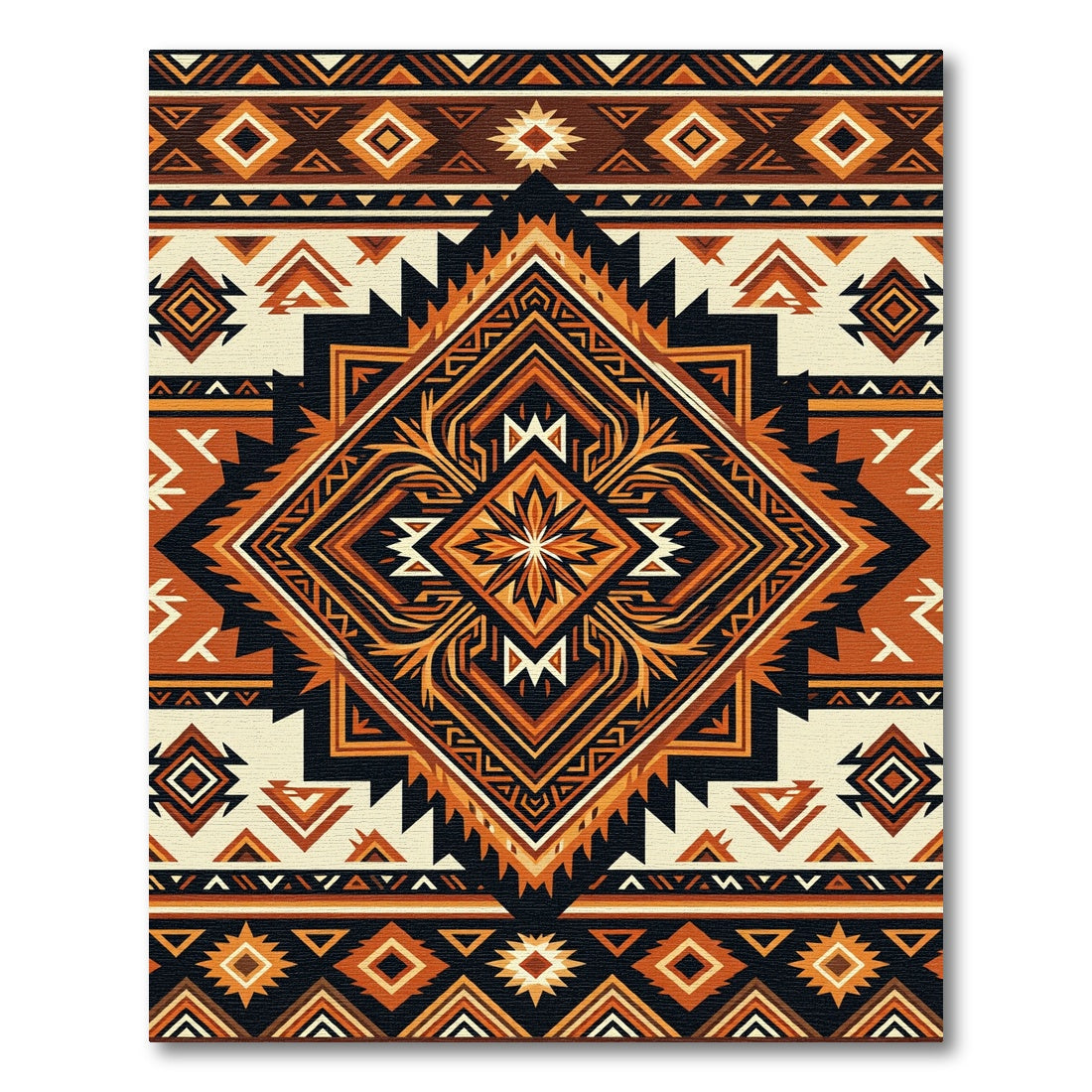 Terra Cotta Geometric Aztec Diamond Rug