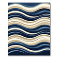Contemporary Navy and Sand Wavy Stripes Rug