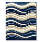 Contemporary Navy and Sand Wavy Stripes Rug