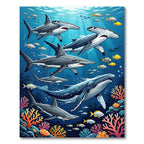 Vibrant Oceanic Hammerhead Shark Coral Scene Rug