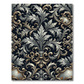 Ornate Silver Gold Acanthus Scroll Rug