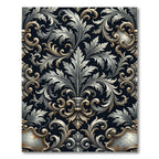 Ornate Silver Gold Acanthus Scroll Rug